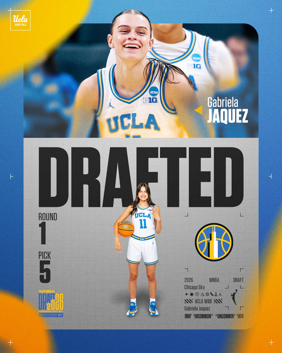 With the fifth pick in the WNBA Draft the <a href="/chicagosky/">Chicago Sky</a> select Gabriela Jaquez!

#GoBruins | <a href="/gabrielarj11/">Gabriela Jaquez</a>