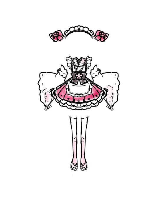 複雑な衣装描く時、とりあえず先にデザインしてから描いてます いつもは行き当たりばったりで描いちゃうけど可愛い服デザインするのだーいすき