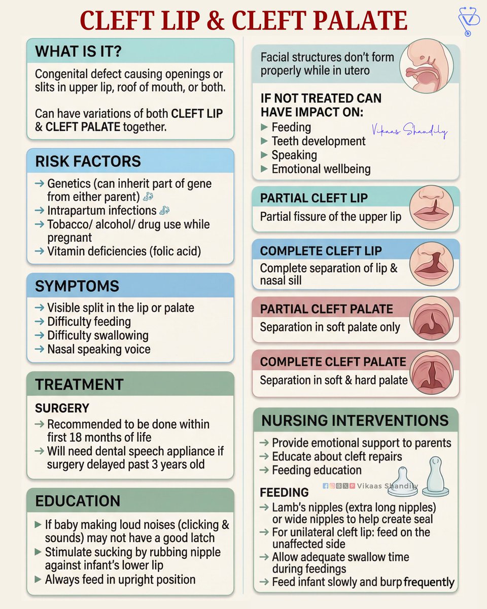 VikaasShandily's tweet image. Cleft Lip &amp;amp; Cleft Palate: Types, Symptoms &amp;amp; Treatment
#CleftLip #CleftPalate #Pediatrics #MedEd #VikaasShandily
