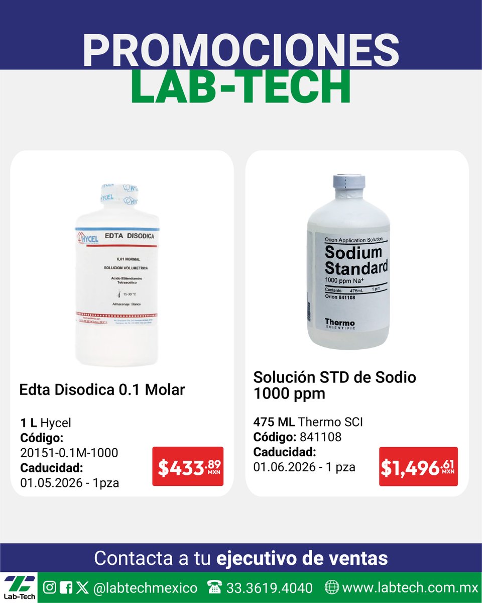LabTechMexico's tweet photo. 🔬✨ ¡Aprovecha nuestros precios especiales en reactivos de laboratorio!
Envíanos mensaje para consultar disponibilidad. https://t.co/QkEgDrLJby