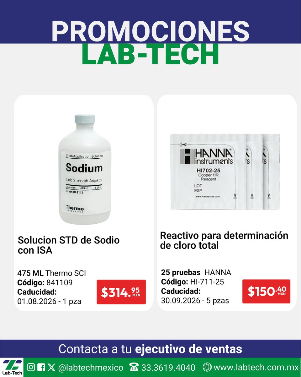 LabTechMexico's tweet photo. 🔬✨ ¡Aprovecha nuestros precios especiales en reactivos de laboratorio!
Envíanos mensaje para consultar disponibilidad. https://t.co/QkEgDrLJby