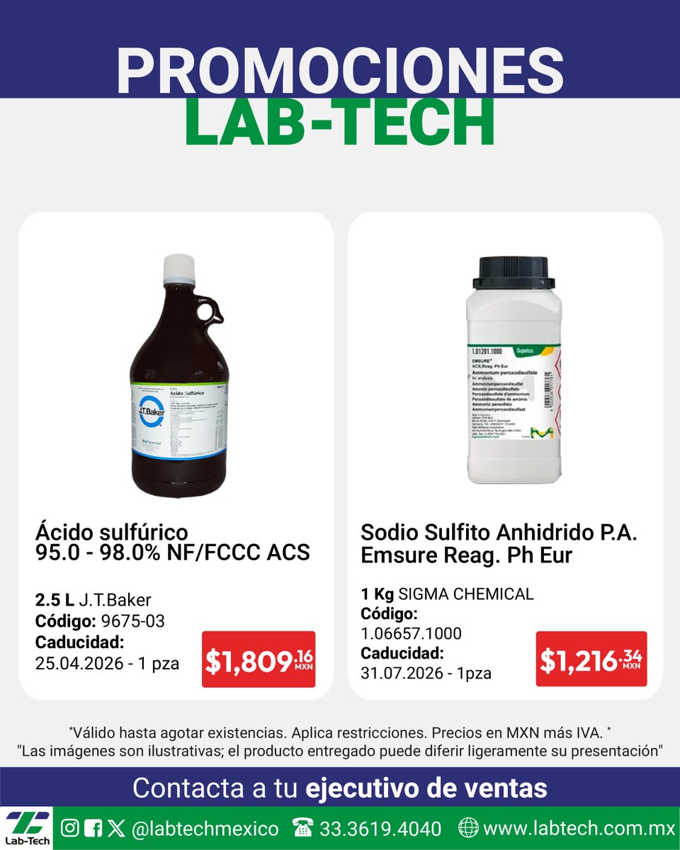 LabTechMexico's tweet photo. 🔬✨ ¡Aprovecha nuestros precios especiales en reactivos de laboratorio!
Envíanos mensaje para consultar disponibilidad. https://t.co/QkEgDrLJby