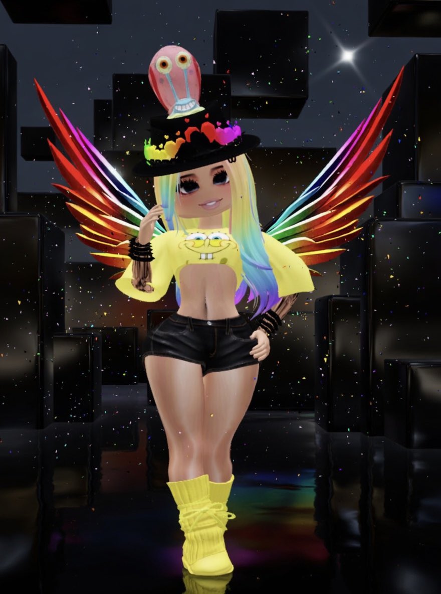 Rainbow SpongeBob vibes today 

Wings and fedora from ShyxDevy🤍 <a href="/ivQuietly/">shy</a> <a href="/devysi2/">devy</a> 

#roblox #ugc #sxd #spongebob #garythesnail #rainbows