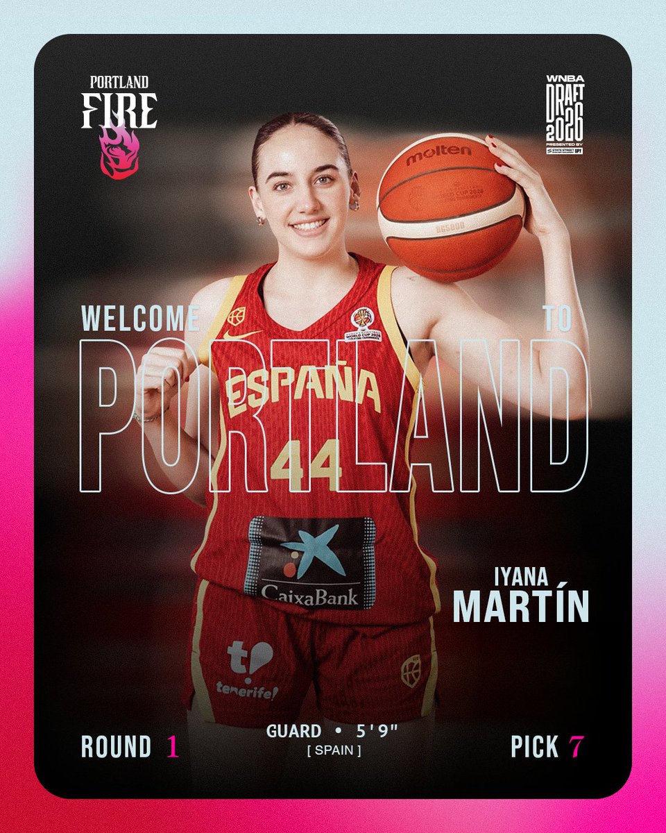 IYANA MARTÍN, ¡número #7 del #WNBADraft! 👏

A sus 20 años, la jugadora asturiana ha sido elegida por las PORTLAND FIRE.

¡Es el primer pick en la historia de la franquicia!