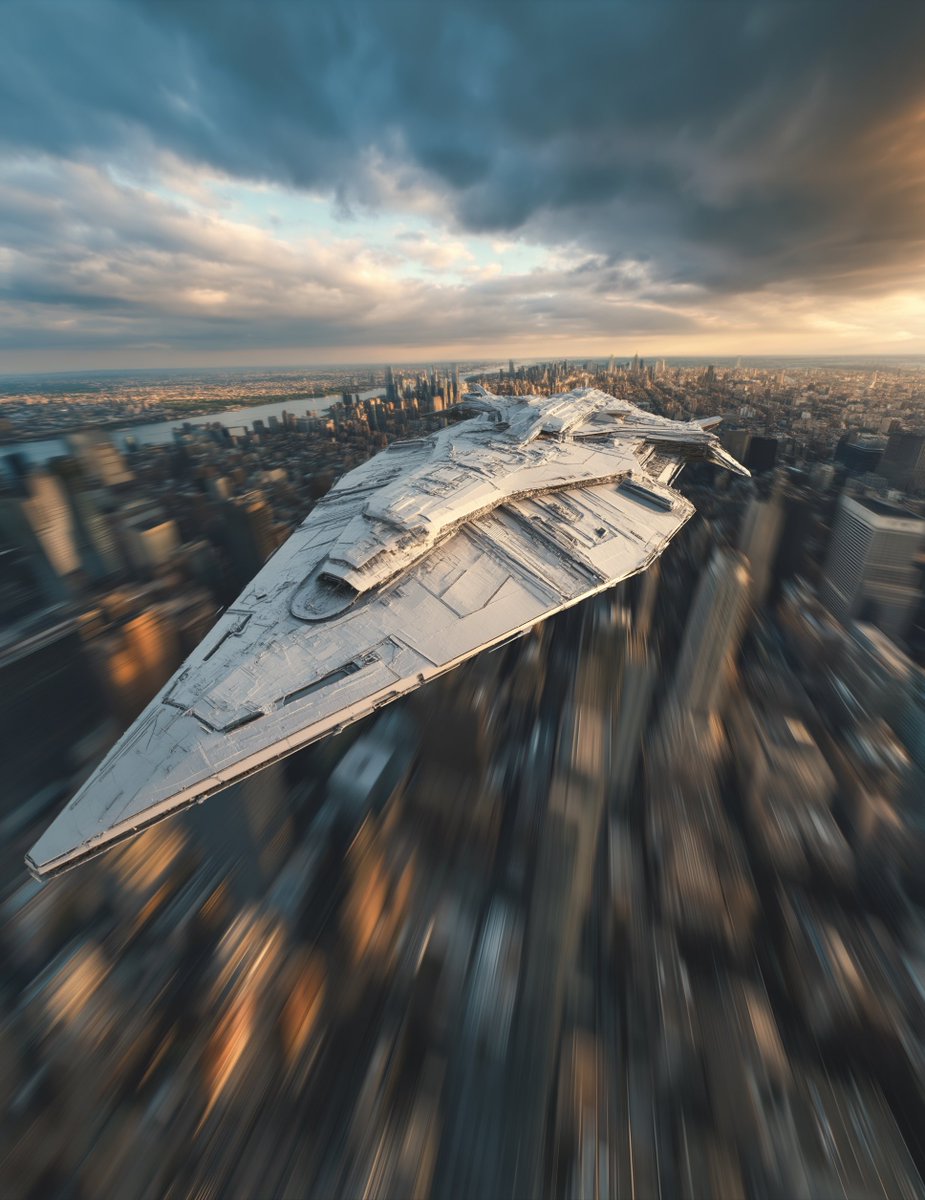 youseememiami's tweet image. Atmospheric Entry Glow • Massive Spacecraft Over Manhattan

💬 A massive futuristic spacecraft flying low over Manhattan skyline, photographed from helicopter perspective, dynamic motion blur on buildings, sharp spacecraft detail, dramatic clouds, cinematic aerial photography,