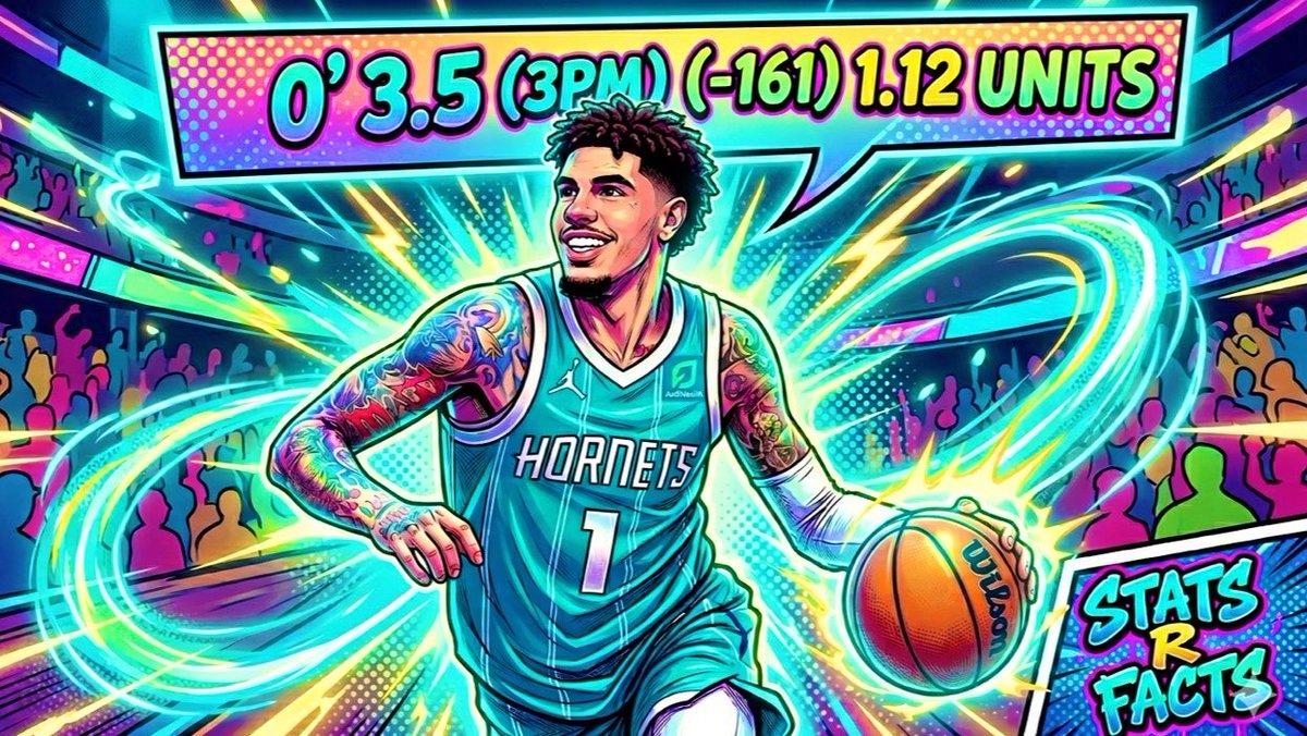 STATSFACT5's tweet image. #NBAplayin April 14th (Play #1) 

🚨PLAYOFF MELO RETURNS🚨

🌟L BALL - OVER 3.5 (3PM) 
🏷️(-161)
📚(BET365)
🎮(#MiamiHeat @ #ProtectTheHive

LEAVE A ❤️ IF TAILING + HYPED!
———————————————————
A ton of value on LaMelo’s (3PM), you can also get 4.5 for (+130) if you’d prefer that