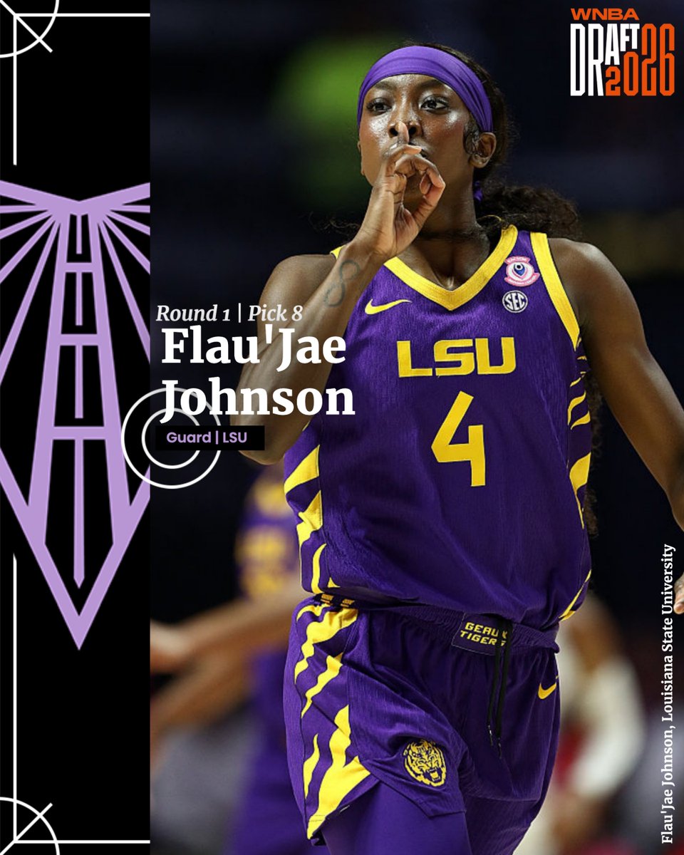 BREAKING: National Champion and All-American #LSU star, Flau'Jae Johnson has been drafted eighth overall in the 2026 #WNBADraft by the Golden State Valkyries.

(Yes, I made this)