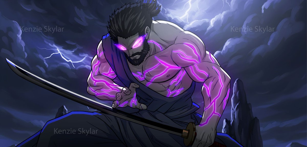 _Kenzie_skylar's tweet photo. Finished this samurai commission for a @ZaFantomu  ⚡️💜 Loving how those energy veins turned out! 

#commisison #twitch #discord https://t.co/RrR3iw0MbV