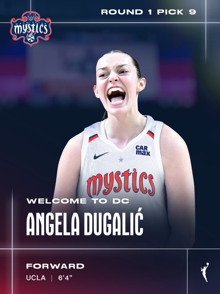 Con el pick #9 del Draft 2026 de la WNBA, Washington Mystics elige a Angela Dugalić de UCLA.

#WNBADraft