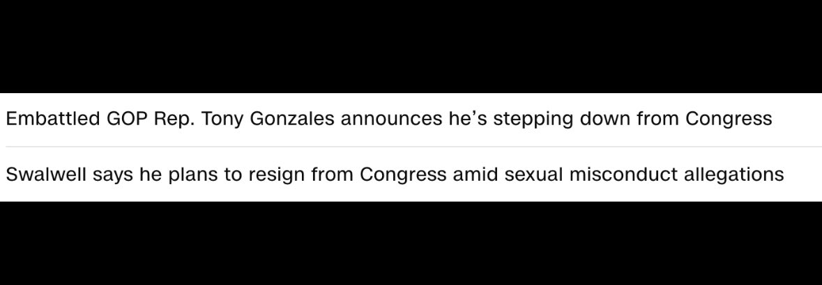 Dailytakes's tweet photo. General rule: Partisan affiliation only referenced by traditional media when it confirms their inherent biases. 

CNN. Right now. 

Consecutive stories about congressmen resigning in disgrace. https://t.co/xpcgPrByUf