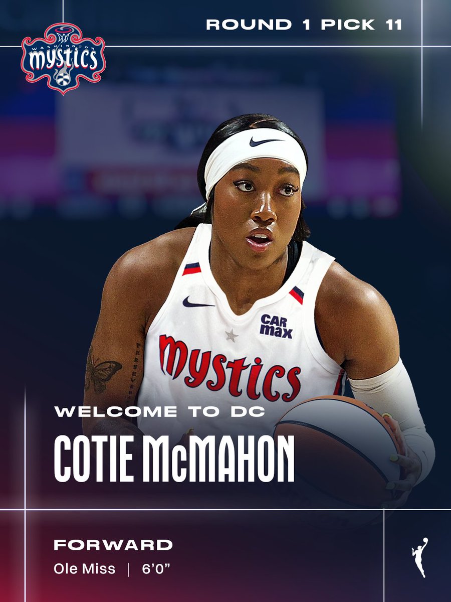 Con el pick #11 del Draft 2026 de la WNBA, Washington Mystics elige a Cotie McMahon de Ole Miss.

#WNBADraft