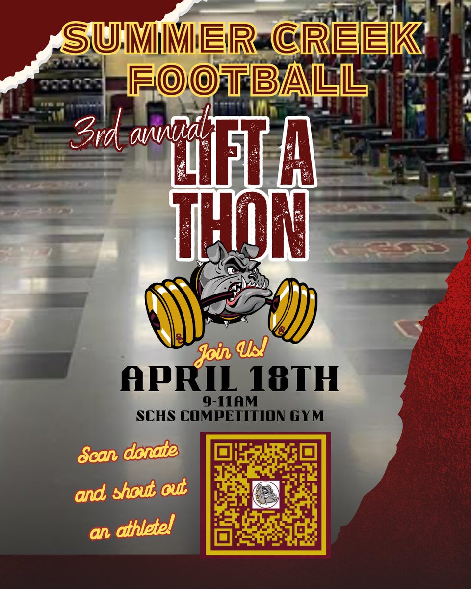 Built Different. Proven by the numbers. 3rd Annual Lift-A-Thon! Scan to Donate or Shout Out an Athlete. #Allin