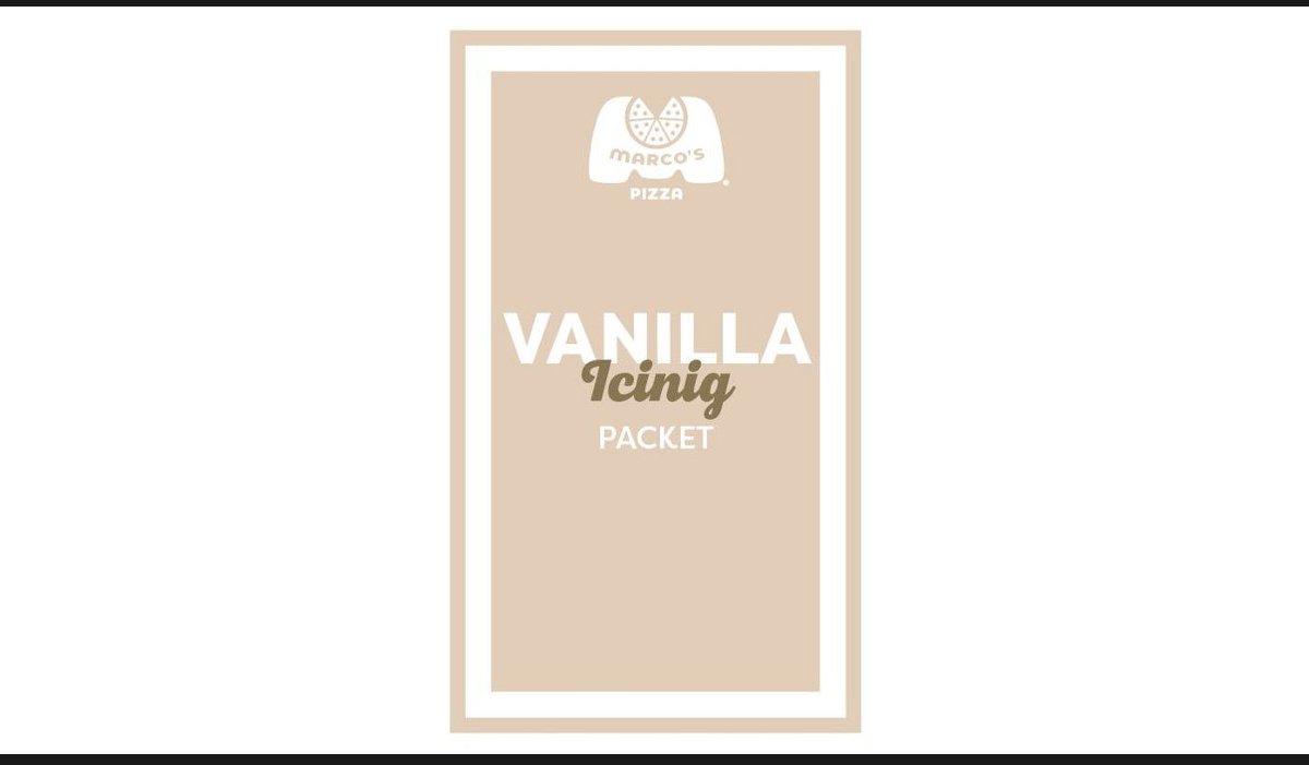 WalkerJackson99's tweet photo. Hey @MarcosPizza, what is a vanilla icinig packet? 🤣 #proofread #fail https://t.co/H3LE2J4qdq