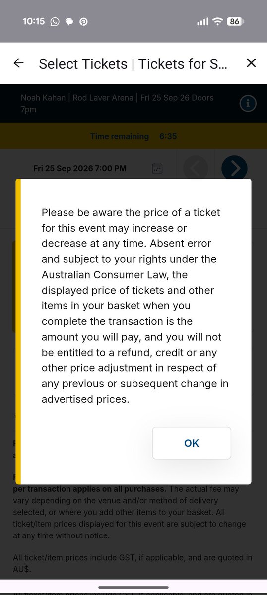 NESystem97's tweet image. Noah Kahan Tickets using surge pricing????? This is ahead of the presale. Is this why we haven't gotten ticket prices ahead of time?  #ticketek #noahkahan