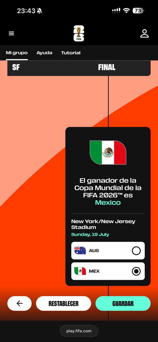 Amigo le he puesto que cree automáticamente el resultado y me ha dado México Campeón Jjjajaa

Y lo gracioso es que el camino que le ha puesto no lo veo complicado en algunos puntos. Xd