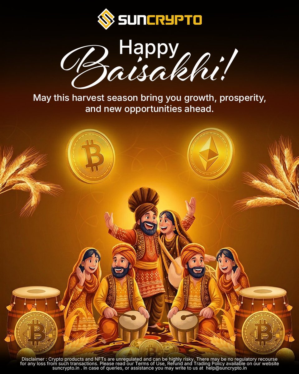 suncryptoin's tweet image. Wishing you a joyful and prosperous Baisakhi 🌾

May this harvest season bring fresh beginnings, strong growth, and new opportunities in every step you take.

Happy Baisakhi from all of us at SunCrypto.

#HappyBaisakhi #HarvestFestival #SunCryptoFamily #suncrypto