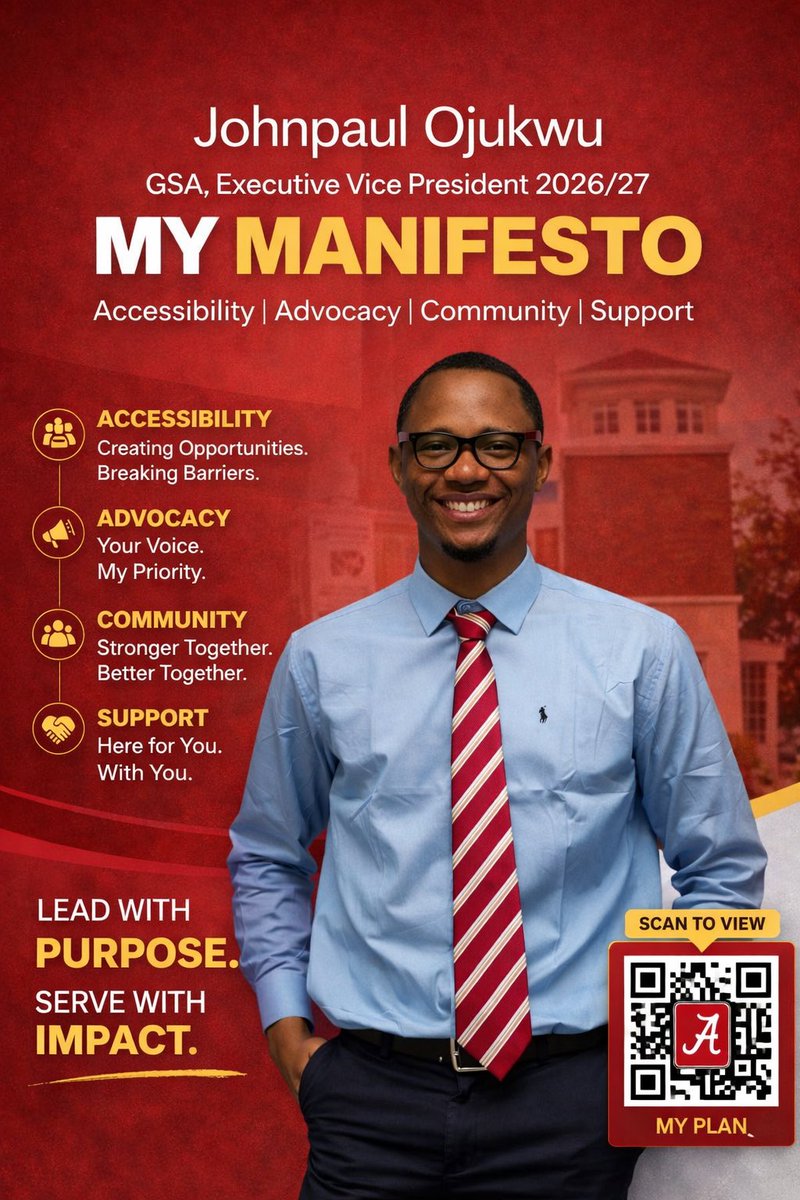 jp_ojukwu's tweet photo. "Salus populi suprema lex esto" - the welfare of the people shall be the highest law.

This commitment to service is my drive to run for the EVP position, because I am not running to simply represent you. I am running to organize, coordinate, and deliver for you.

#Rolltide #Bamaites