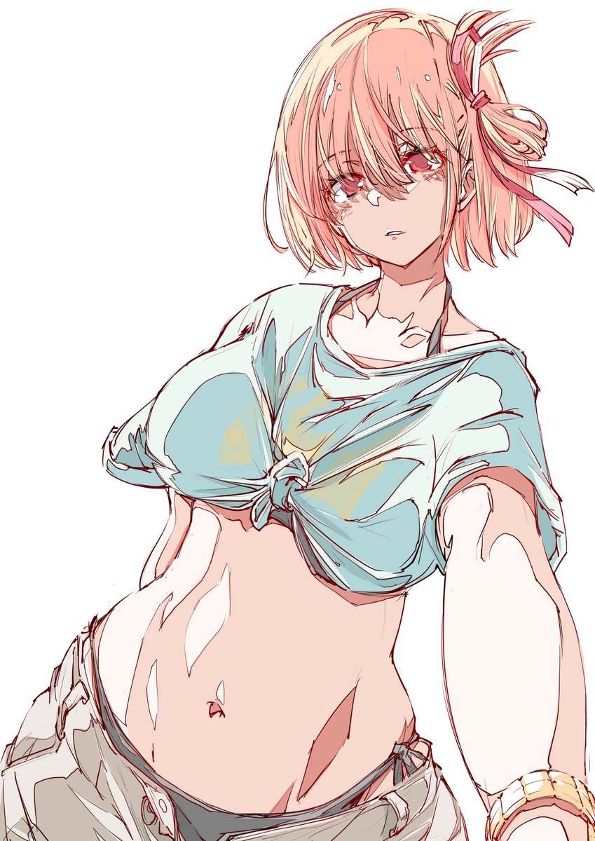 夏満喫して少し疲れた千束コスをするもちゃさんを見て描いた千束です。