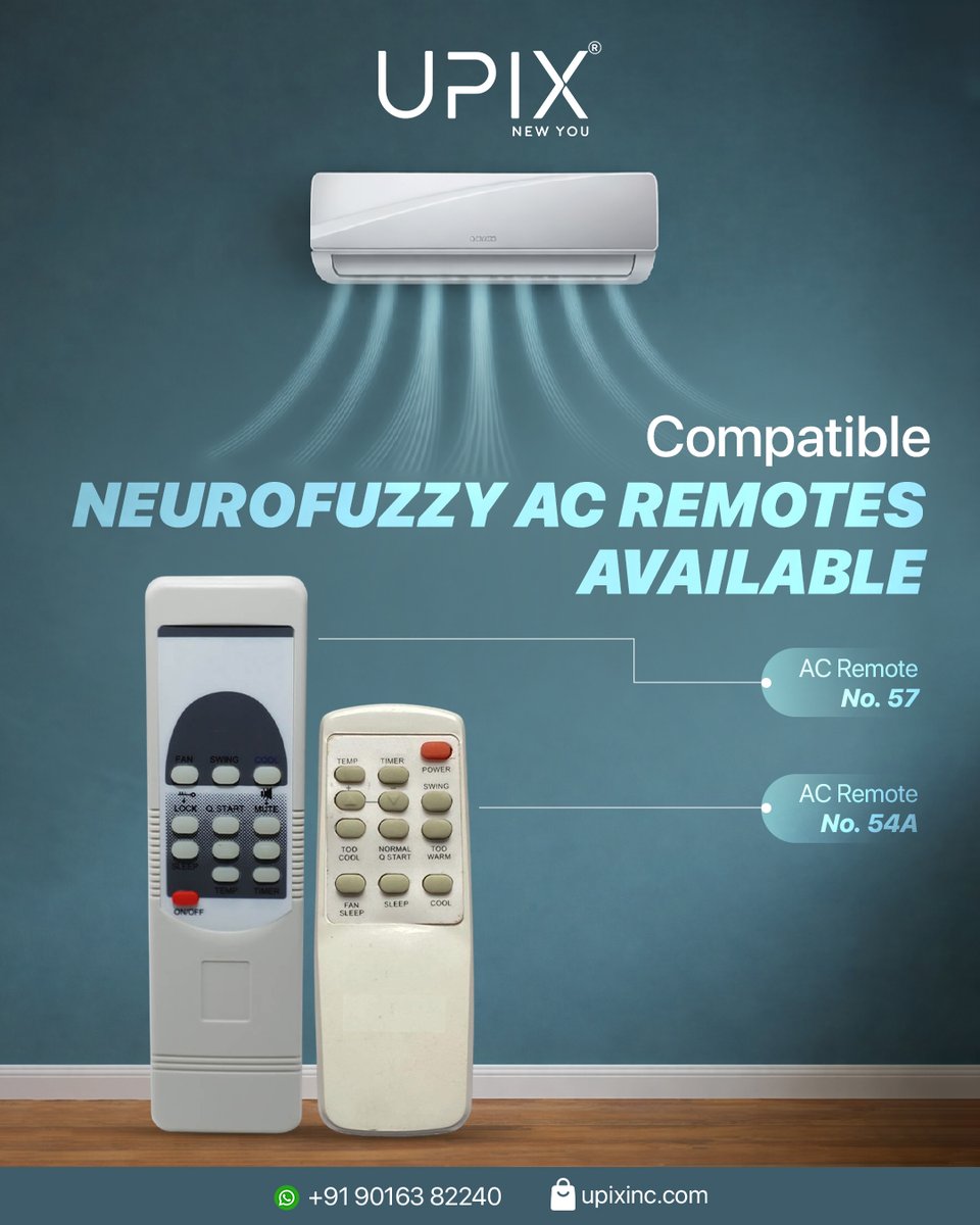UpixInc34430's tweet image. Lost your AC remote? We’ve got you covered ❄️

Get compatible Neurofuzzy AC remotes instantly.
Simple. Fast. Hassle-free.

📲 WhatsApp Now: +91 90163 82240
.
.
Get yours now!➡️ upixinc.com/product-catego…
.
.
#upix #upixinc #electronic #electronicstore #amazon #jiomart #flipkart