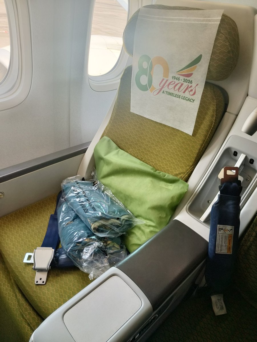 SeanMendis's tweet photo. If you're flying on @flyethiopian specifically on aircraft ET-BBG (a Boeing 777-300ER) in Economy Class - you should select a seat in row 21-24 which is the former China Southern Airlines Premium Economy cabin but sold as regular economy by Ethiopian. 

You get wider seats (2-4-2 config), 7 inches of extra legroom and a separate cabin with dedicated lavatory. 

Happy flighting 😁 🇮🇳✈️🇪🇹