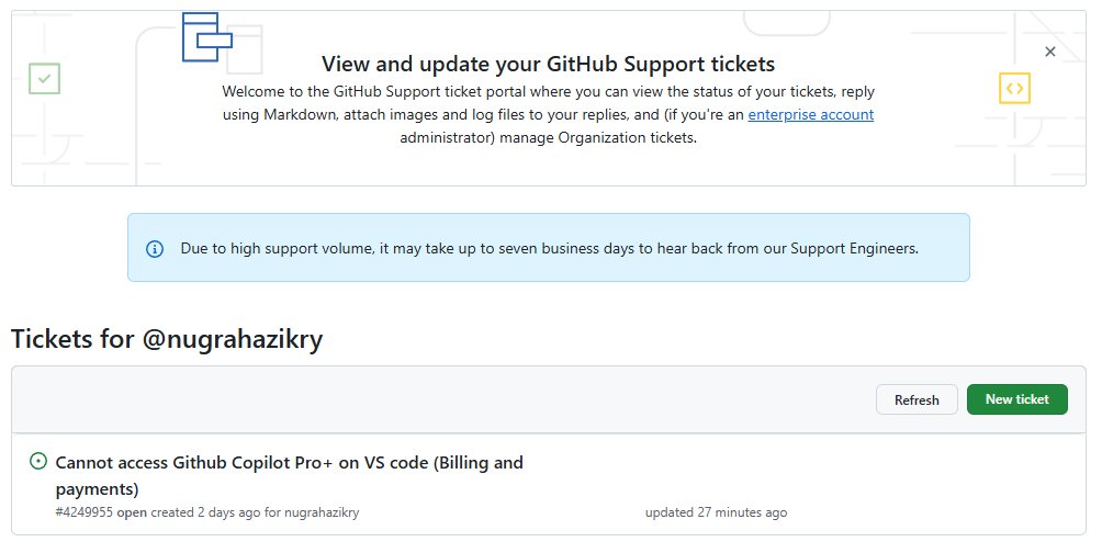 zikriAJ's tweet photo. Day 8 of following up.

@github I'm an AI Engineer paying $39/mo for Copilot Pro+ with a successful payment on March 20, 2026. My account was flagged on April 6th, 2026, for no reason. I am completely blocked from my work. Ticket #4249955. Please investigate this false positive. https://t.co/KhJpb5TZFF