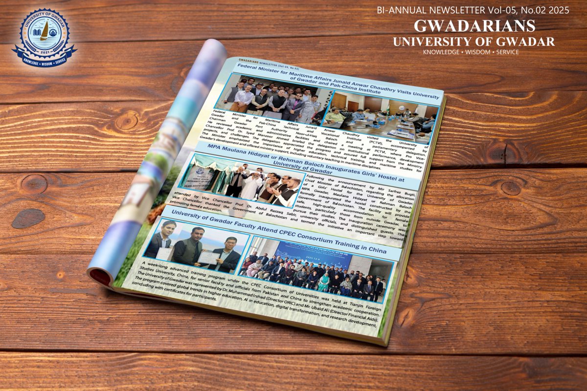 uniofgwd's tweet image. The @uniofgwd has published its Bi-Annual Newsletter (July–December 2025)!
Packed with achievements, events &amp;amp; highlights from the second half of the year.
👉 Read/Download here: ug.edu.pk/newsletters
#UniversityOfGwadar #UG #Newsletter #Gwadar #HigherEducation