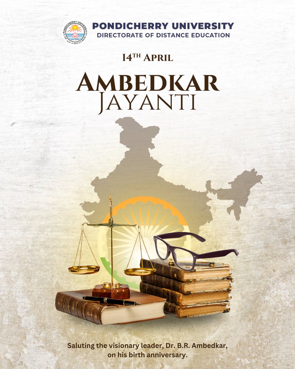On this Ambedkar Jayanti, we salute the visionary leader who stood for equality, justice, and education for all.

#PondicherryUniversity #DistanceEducation #Pondicherry