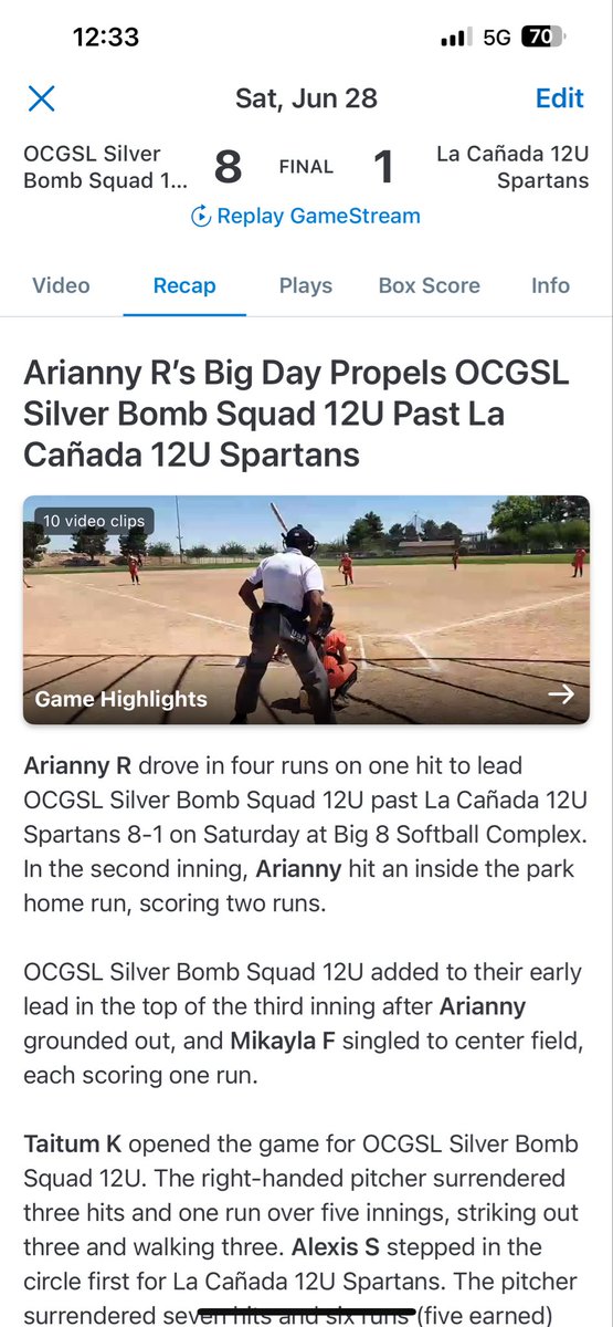 AriResendiz8's tweet image. Inside the park home run at States
OCGSL
#softball #States #12u