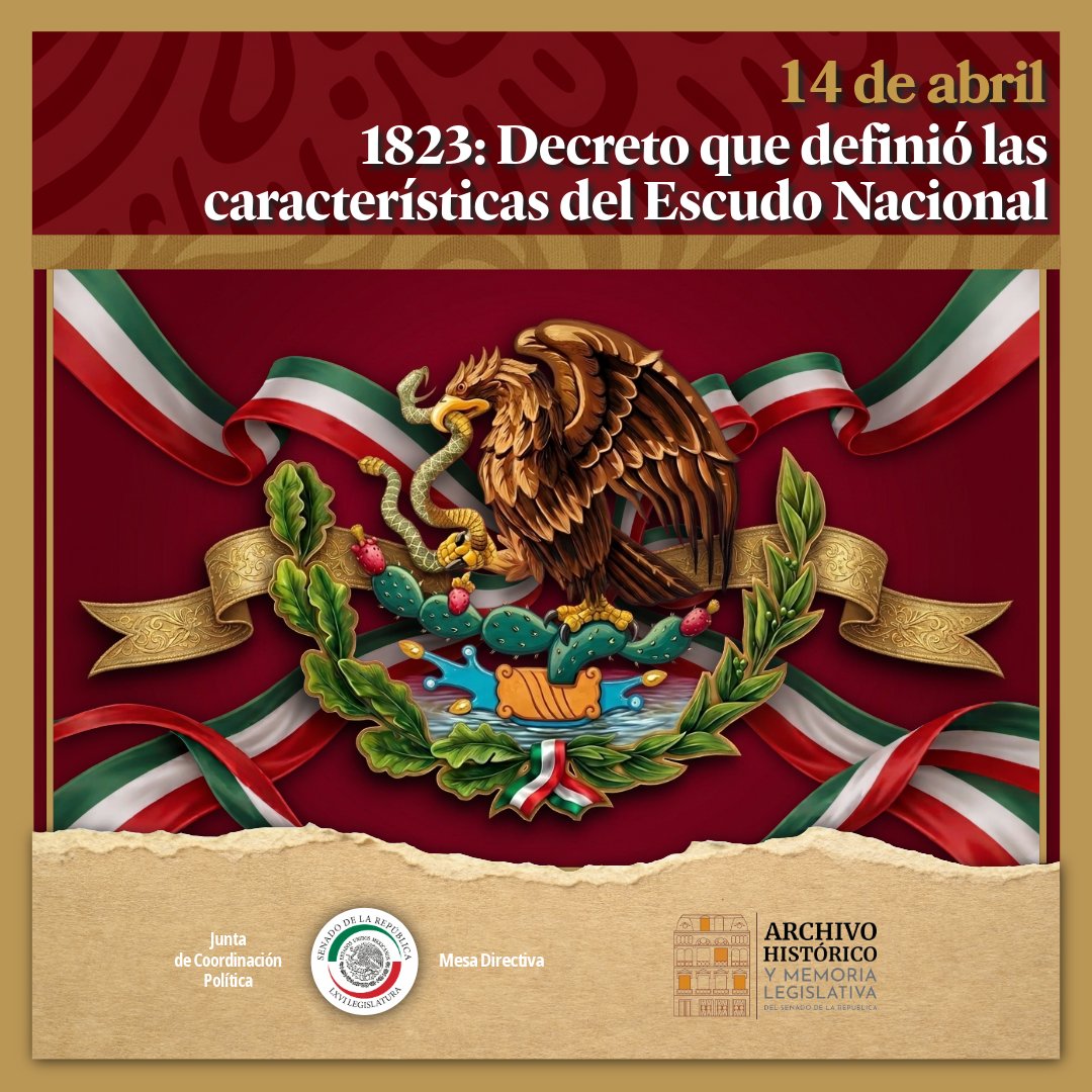 🇲🇽 14 de abril de 1823: Decreto que definió las características del Escudo Nacional 🇲🇽

¿Sabías que las características principales de nuestro Escudo Nacional se establecieron mediante decreto hace 203 años? El diseño se centró con el águila como símbolo esencial. 🦅🇲🇽
