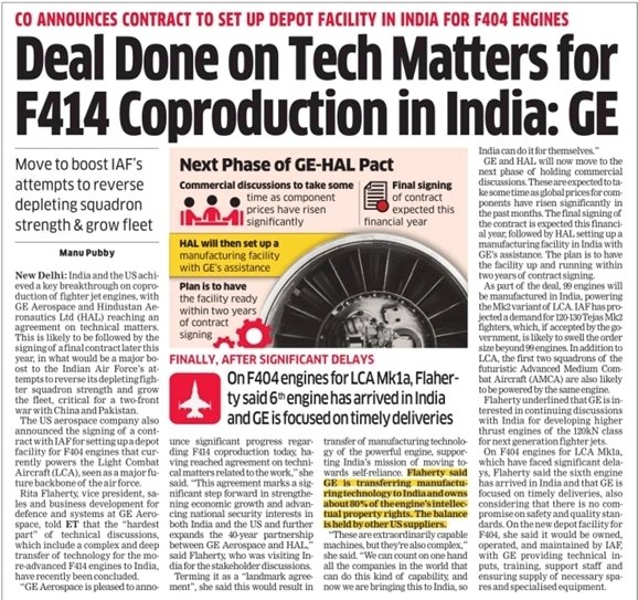 Sanjay_Sriv's tweet image. GE Aerospace signs contract with IAF for in-country F404-IN20 depot facility for #Tejas.

IAF will own &amp;amp; operate it, GE provides tech support, training &amp;amp; spares.

➡️ This will slash repair delays &amp;amp; foreign dependence.

Meanwhile, F414 co-production talks with HAL (80% ToT)