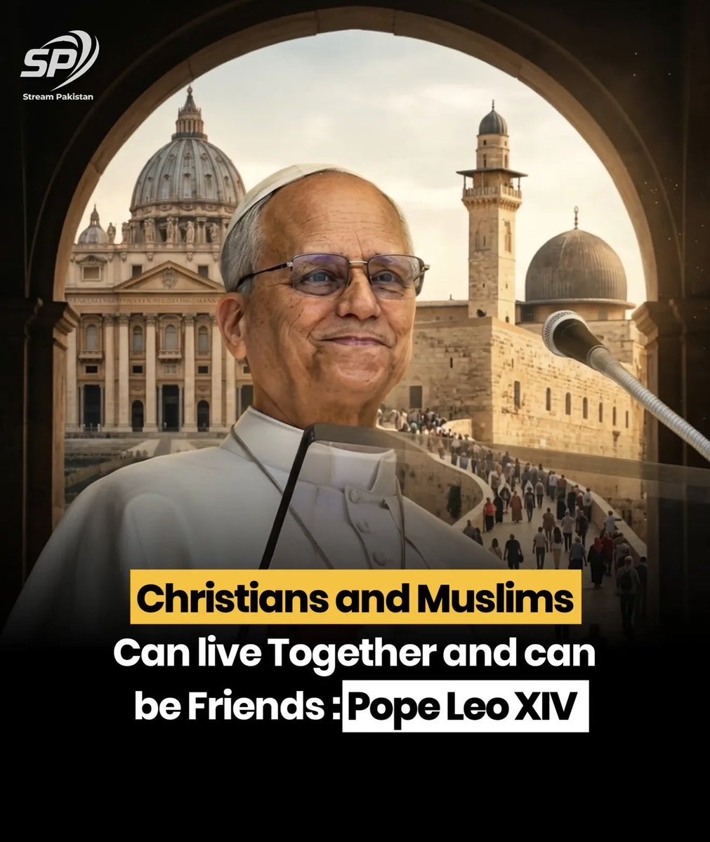 IraninIndonesia's tweet image. “Umat Kristen dan Muslim dapat hidup berdampingan dan menjadi sahabat.”

Pesan ini disampaikan oleh Paus Leo XIV—sebuah seruan untuk dunia bahwa agama seharusnya menjadi jembatan, bukan tembok.

Dari Lebanon hingga Istanbul, beliau menegaskan dua hal:
🤝 Dialog lebih kuat