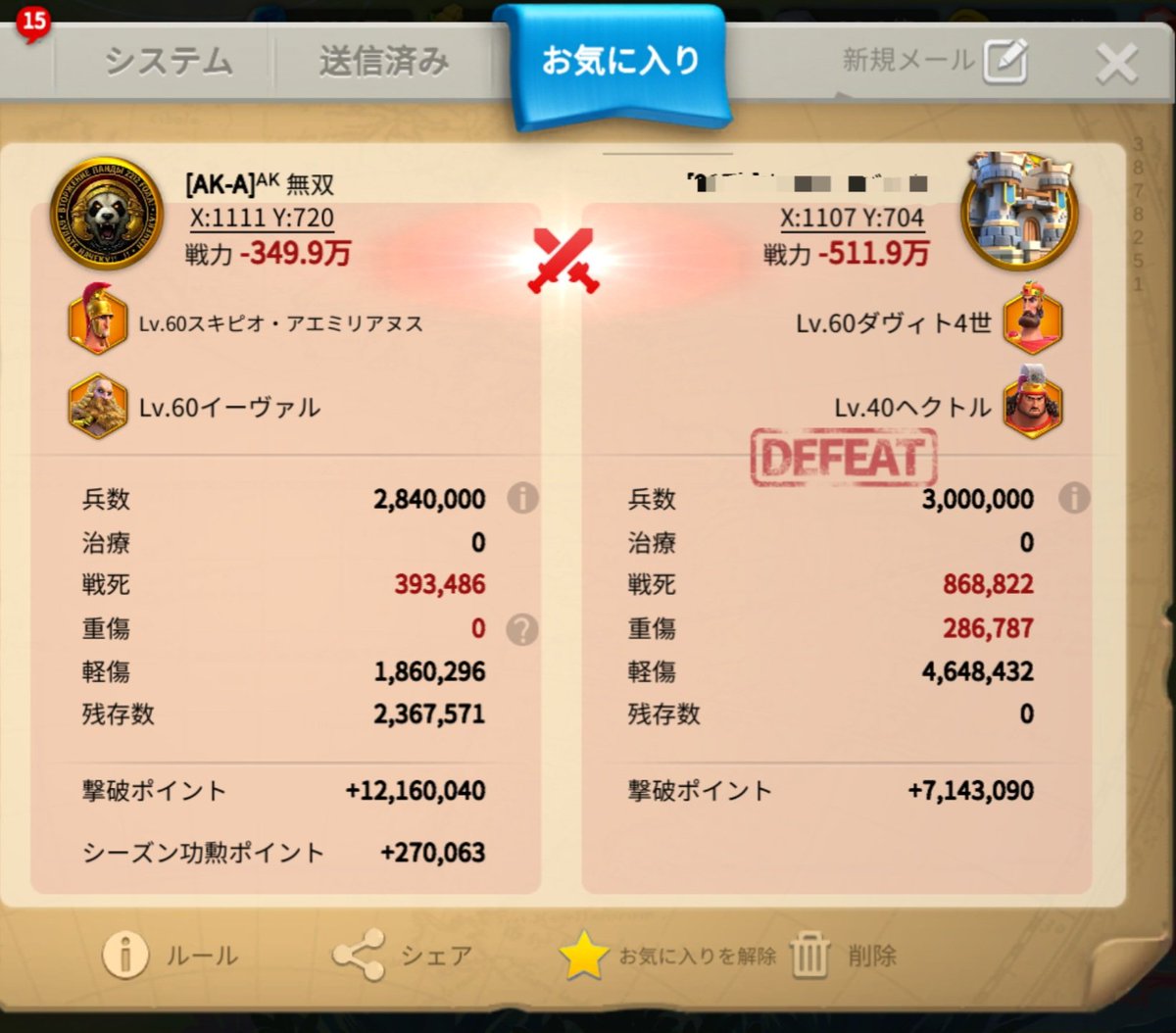 1Nj82's tweet photo. 今回！なんと！ラリーに関して無敗で終了（4枚目は引き分けだけどノーカンで）！！何十回かのラリーを行いましたが、仲間の敵地占拠や弛まない増援のお陰で良い結果が出ました！次回kvkは機会少ないと思うけど頑張るゾ！ https://t.co/ljVw308YPm
