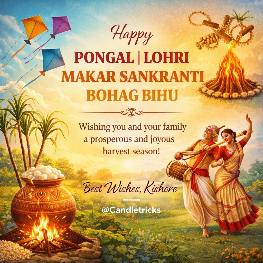 Candletricks1's tweet image. Different festivals.
One spirit of gratitude. 🌾🔥
Celebrate harvest, happiness, and new beginnings.

#HappyPongal #MakarSankranti #HappyLohri #BohagBihu #FestivalVibes #IndianCulture #Gratitude #NewBeginnings #FestiveMood #CelebrateLife #TraditionMeetsTrend #ViralReels