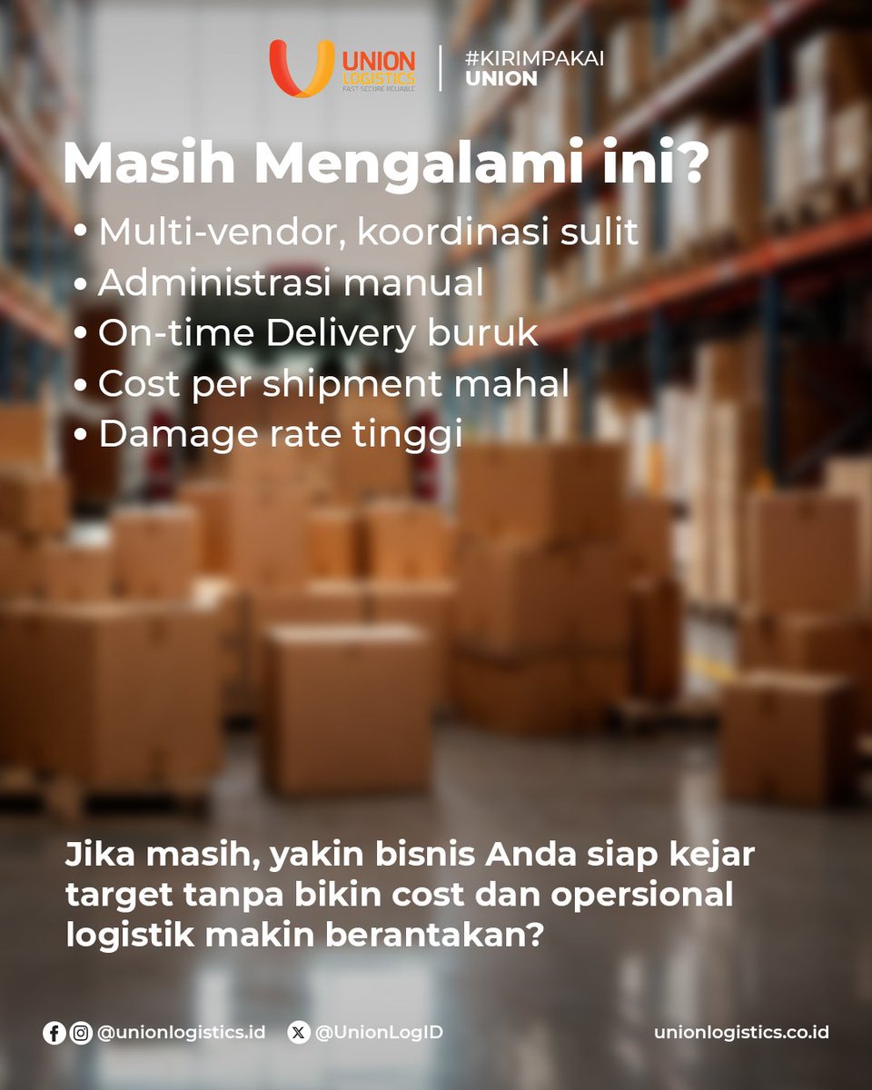 UnionLogID's tweet photo. Target 2026 boleh ambisius, tapi strategi logistiknya jangan asal jalan!

Susun strategi yang lebih siap scale-up bersama Union Logistics!

👉 Konsultasikan sekarang. https://t.co/BBZeupuB3t