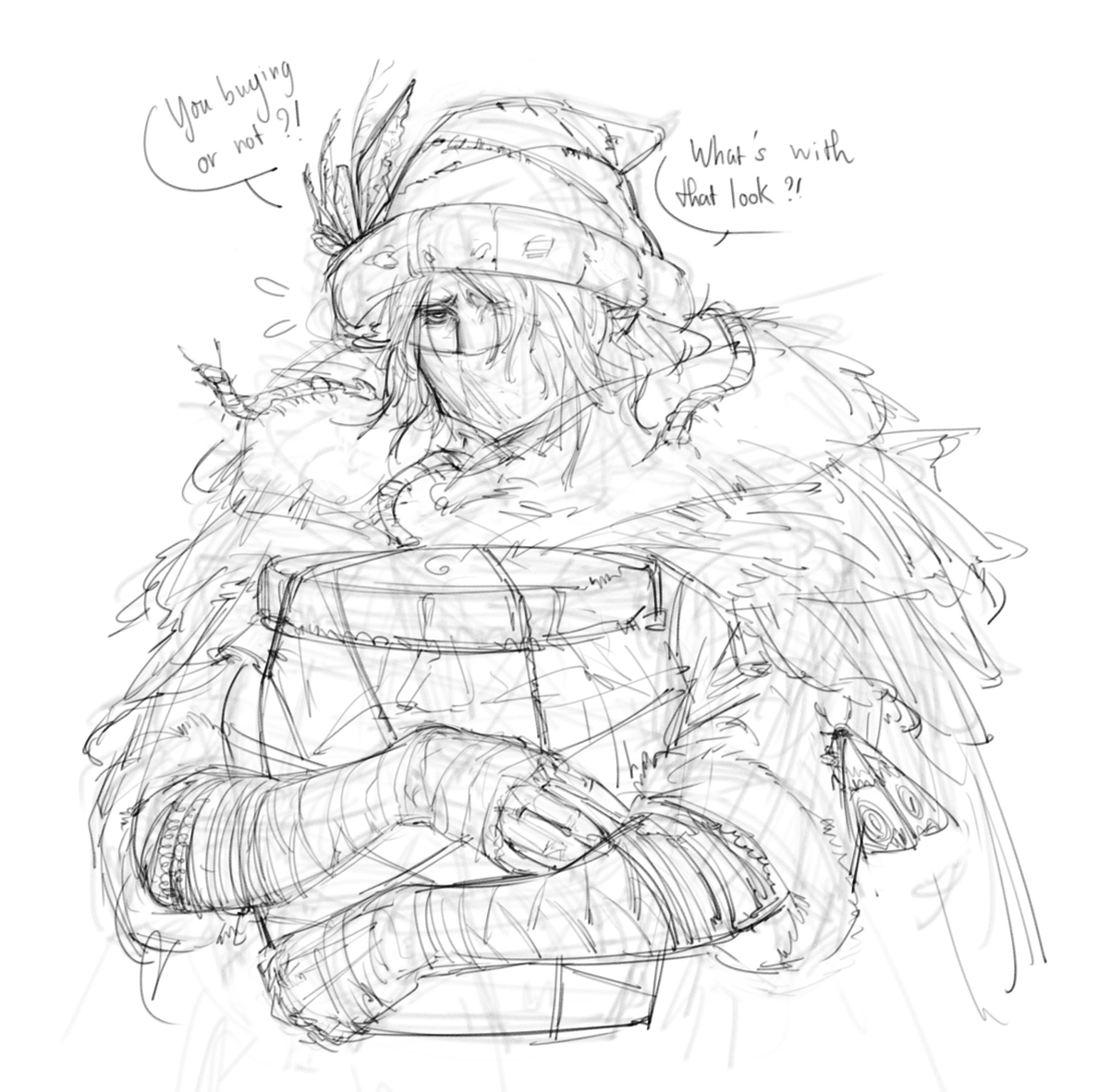 SleeptilIdie's tweet image. Devin as a merchant, inspired by my friend, Mandrill, on Discord.