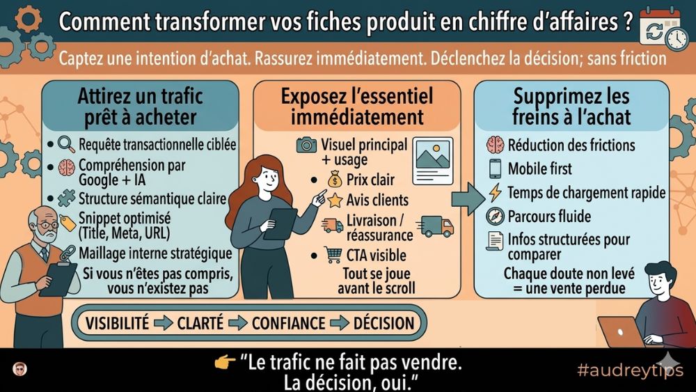 audreytipsfr's tweet image. #Search 🎴 L'optimisation isolée est morte. 
💡 Place au système global : Visibilité ➔ Clarté ➔ Confiance ➔ Décision. 
Levez chaque doute pour ne plus perdre de vente ⤵️
•
audreytips.com/fiche-produit-…