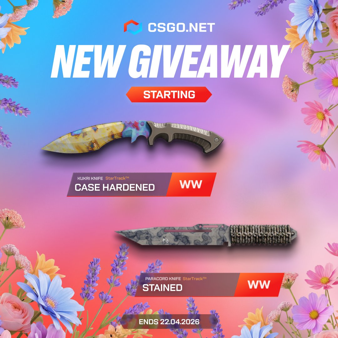 🎁 GIVEAWAY
How to participate: ❤️ Like this post and 🔁 Retweet it

💰 The prize will be credited as balance on your choice: CSGOnet or Market.CSGO ⏳ You’ll have 10 days after the results to claim your reward. Winners announced on 22.04.2026

Use promocode "6A8D55"