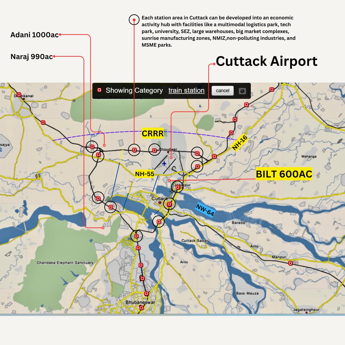 OURCUTTACK1's tweet photo. @gautam_adani @PranavAdani @AdaniKaran  @AdaniPriti @jeet_adani1 

@AdaniOnline group can consider relocating its proposed power plant and cement factory in cuttack to the Sundargarh power complex, where coal mining activity is already present. 

Cuttack may not be the most suitable location for thermal and chimney-based industries. 

Instead, the 1,000-acre land in Cuttack can be better utilized for a multimodal transport hub, aerospace, or other sunrise manufacturing industries that support clean and future-ready economic growth. 

MP @BhartruhariM , @dpradhanbjp and MLA @sofiafirdous1 have already requested the @PMOIndia  & @CMO_Odisha to develop Cuttack Airport as a cargo and aviation hub for eastern India.

GMR Group has taken over the Bhogapuram Airport project in Andhra Pradesh, while Adani Group currently has no major airport presence in eastern India or odisha.

Cuttack offers a strong opportunity to Adani’s 1,000 acres of land that is already well connected to Cuttack Airport through east coast railway, two national highway corridors (CRRR and NH-55), and state roads. 

Adani Group can use the 1,000 acres of land for non-aeronautical requirements such as logistics, warehousing, commercial development, and other supporting infrastructure.

The airport already has multimodal connectivity in place. The focus should be on modern development and beautification of the existing infrastructure. 

Land may also be acquired now to allow for 2–3 parallel runways in the future, based on growing requirements. Cuttack Airport already has a 3 km runway, which can be expanded up to 4.5 km for wide body cargo aircrafts.

The drawbacks of the power plant are provided in the links attached below 🔗

“https://t.co/wMxi3tzeVG”

@narendramodi @AmitShah @AAI_Official @rajaaswain @moefcc @biswajitmohanty @iammdmoquim @debashish_mla @DebashisDash56 @BiswalSouvic @tripathy_devi @biswajitmohanty @anilkumardhir @INTACHIndia @Greenpeace @nirbhaytube @CuttackDM @dasmanas @MuniaPati @ManasChoudhury @CDA_CUTTACK @CMCCuttack @cuttack @SatyaPrNayak @BhaktaCharanDas