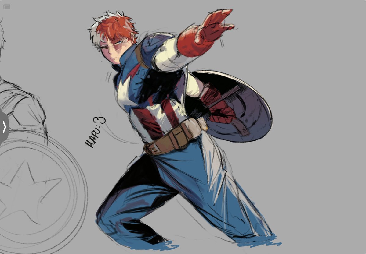 mafufmafu1's tweet image. Todoroki capitán América ⭐️ #MHA #todoroki #Shoto #myheroacdemia