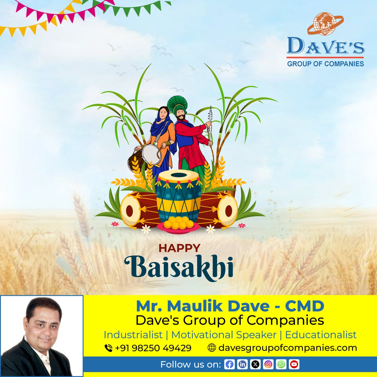 Warm wishes on Baisakhi. Wishing you growth, prosperity, and continued success.