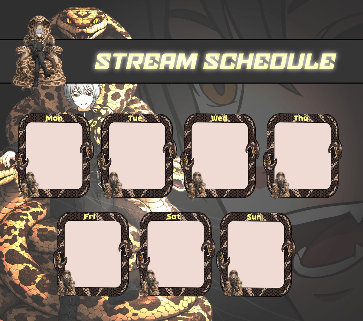 HebiTsukaiVTube's tweet photo. A few more shoutouts incoming to stuff I have had a while but needed to wait until after model reveals...

Shout out to @dumboevelynnn for the banner, PFP and schedule shell. https://t.co/rSrveOqrVl