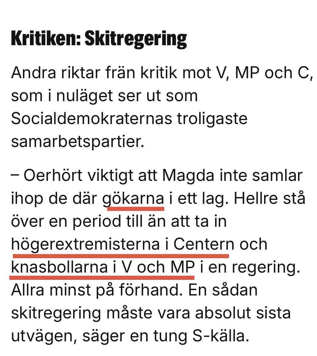 FProblemet's tweet photo. Sossarna kritiserar regeringssidan för att de går samman men själva hatar de sina samarbetspartners. Sedan vill de ändå regera med stöd av dessa ’gökar’ och ’knasbollar’. https://t.co/0vQPMWOEcx