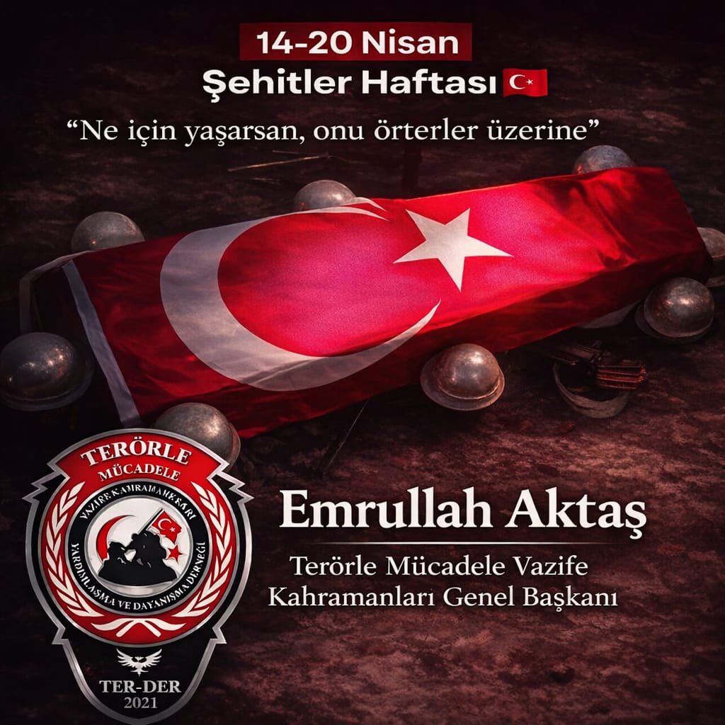 Genel Başkanımız Gazi Emrullah Aktaş’ın 14–20 Nisan Şehitler Haftası İle İlgili Basın Açıklaması: 

“Bu toprakları bize vatan kılan, bayrağımızı göklerde özgürce dalgalandıran aziz şehitlerimizi rahmet, minnet ve saygıyla anıyoruz.

Onların fedakârlığı, cesareti ve vatan sevgisi