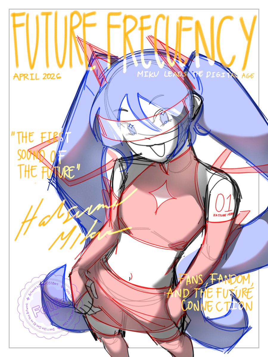 Sample sketch and practice of magazine layout ~
So I can open SKEB Magazine Cover in my VGen! I love magazine layouts and want more artwork of this for portfolio~