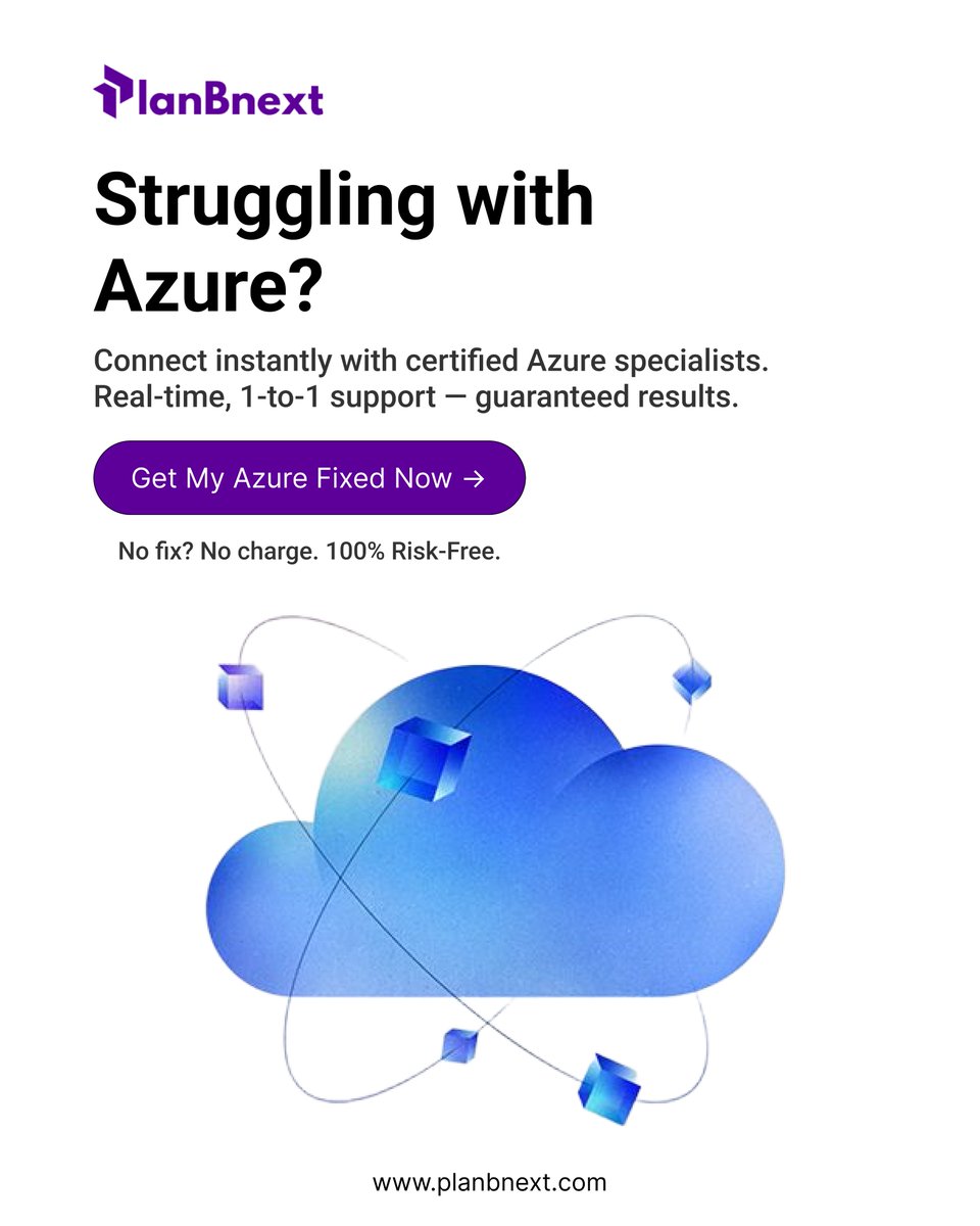 planBnext's tweet image. Azure down? Config broken? Deployment failing?

Connect with a certified Azure expert in minutes — not hours.

Pay only when it's fixed. No fix = No charge.
→ planbnext.com

#Azure #CloudSupport #ITHelp #MicrosoftAzure #PlanBnext #DevOps #TechSupport