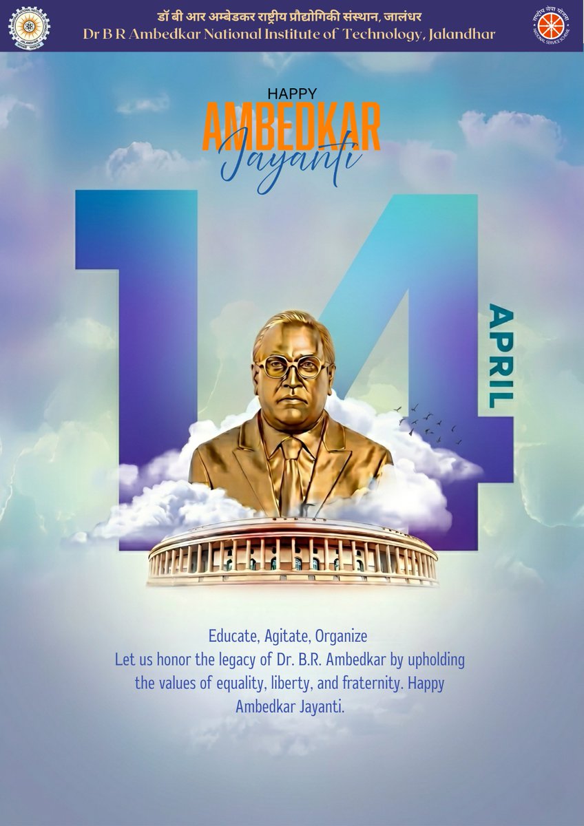 nssnitj's tweet photo. Tributes to the architect of India's Constitution, great social reformer, Dr. B R Ambedkar on his birth anniversary.
Dr. Ambedkar provided a strong foundation for social justice, equality &amp; democratic values through our constitution. May his values continue to inspire us all. https://t.co/xCOs5S31F1