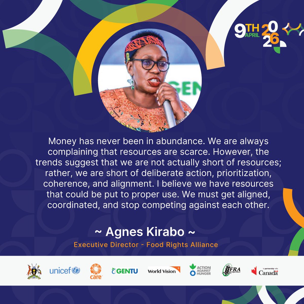 FRAUGANDA's tweet photo. “𝐖𝐞 𝐝𝐨 𝐧𝐨𝐭 𝐥𝐚𝐜𝐤 𝐫𝐞𝐬𝐨𝐮𝐫𝐜𝐞𝐬, 𝐰𝐞 𝐥𝐚𝐜𝐤 𝐚𝐥𝐢𝐠𝐧𝐦𝐞𝐧𝐭.”

Powerful words from Ms. @kiraboaggie reminding us that impact comes from coordination, not competition.

#SystemsChange #Leadership #Collaboration #GlobalDevelopment #Impact #NutritionFinancingDialogue @UNICEFUganda @WorldVisionUg @ACFinUganda @CAREUganda