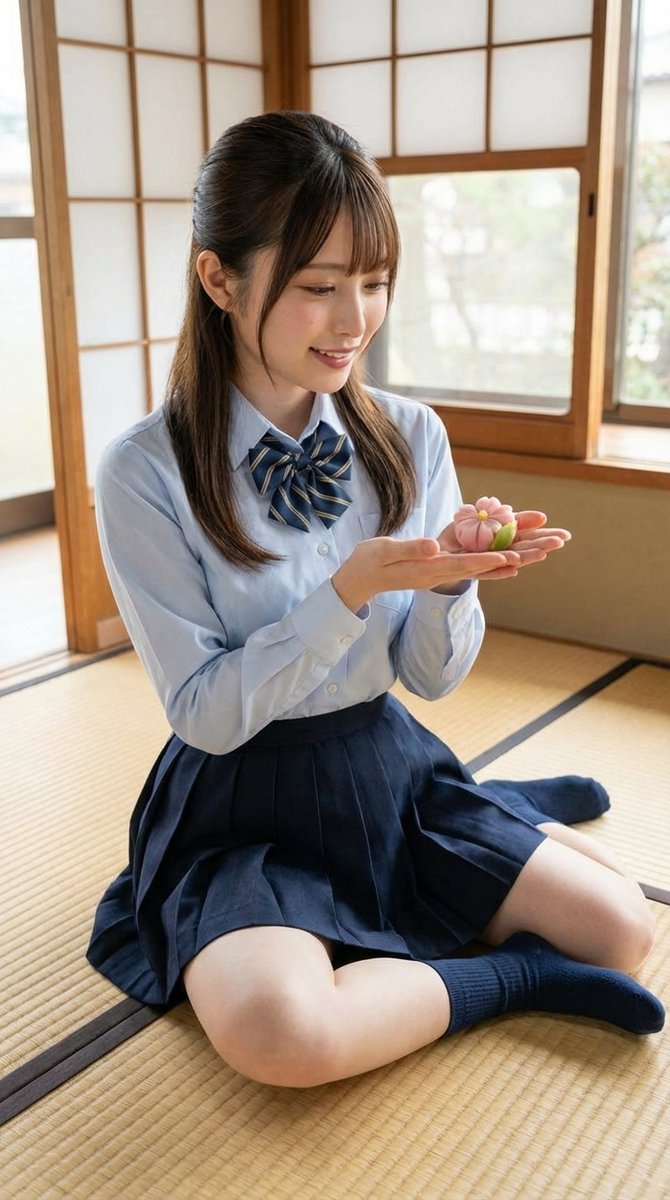 yamayamajobrock's tweet image. 和菓子も可愛くて美味しい✨

#Matcha #JapaneseCulture #jk #女子高生 #制服 #AI美女 #AIart