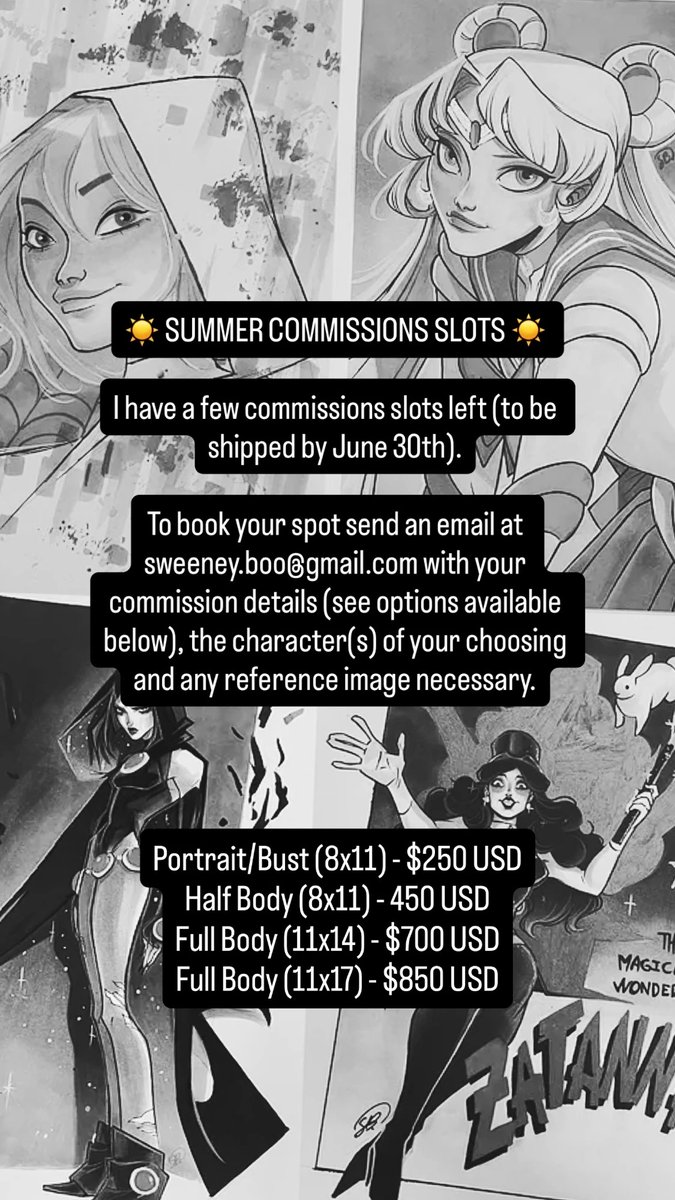 SD_Comic_Con's tweet image. Did you want updates to our list of #SDCC 2026 artists with open commissions? Well, we just added some super-talented artists from @comixartconnect, including @JoeyVazquezart and @ikadraws, as well as the amazing @Sweeney_Boo: sdccblog.com/2026/04/list-o…