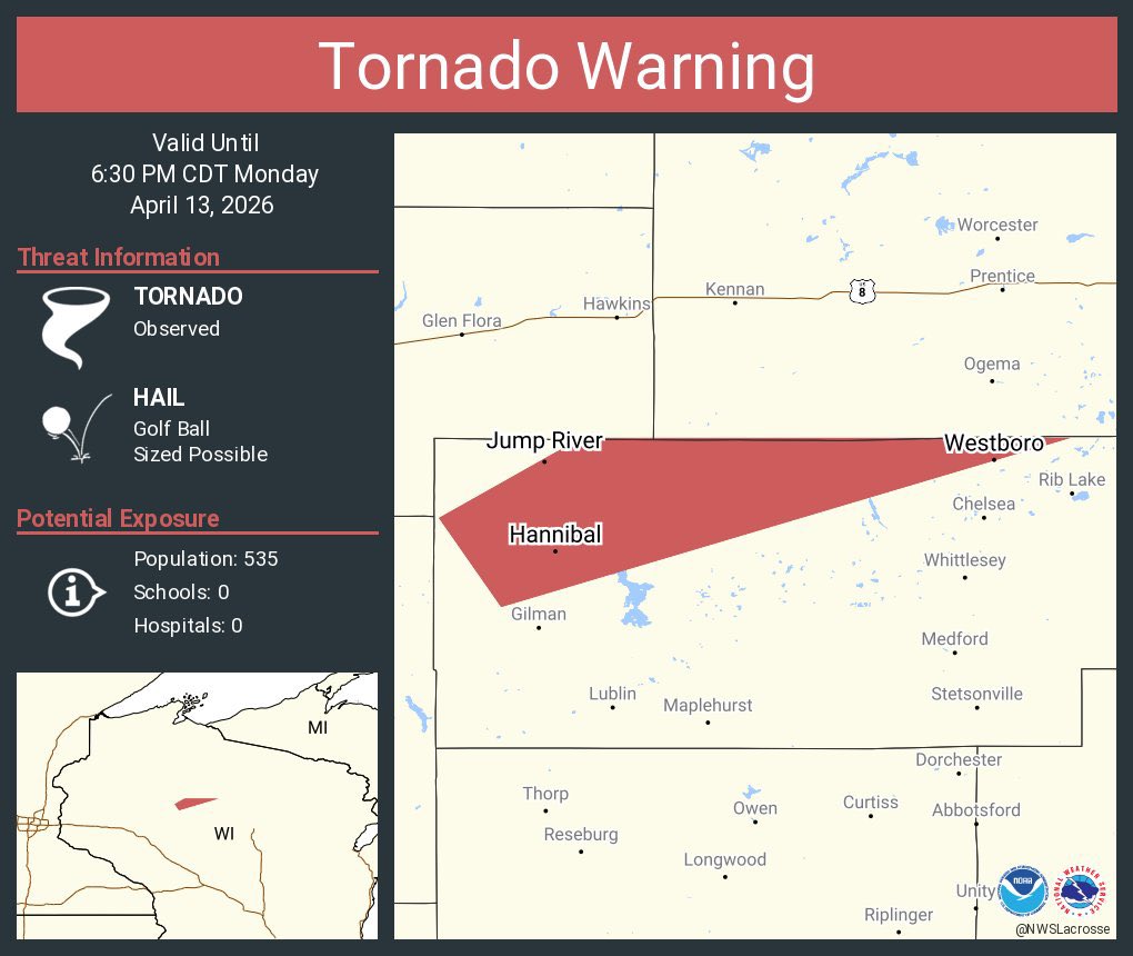 Ham_BklynWx's tweet image. Footage from earlier tornado in Gilman, Wisconsin 🌪️

How does it feel seeing your first tornado?

Chad Ducommun in Gilman, Wisconsin: “Yes it is the first tornado I saw… I wasn’t even expecting it the sun was shining. It was a very exciting moment. Lol”

#wiwx #Wisconsin
